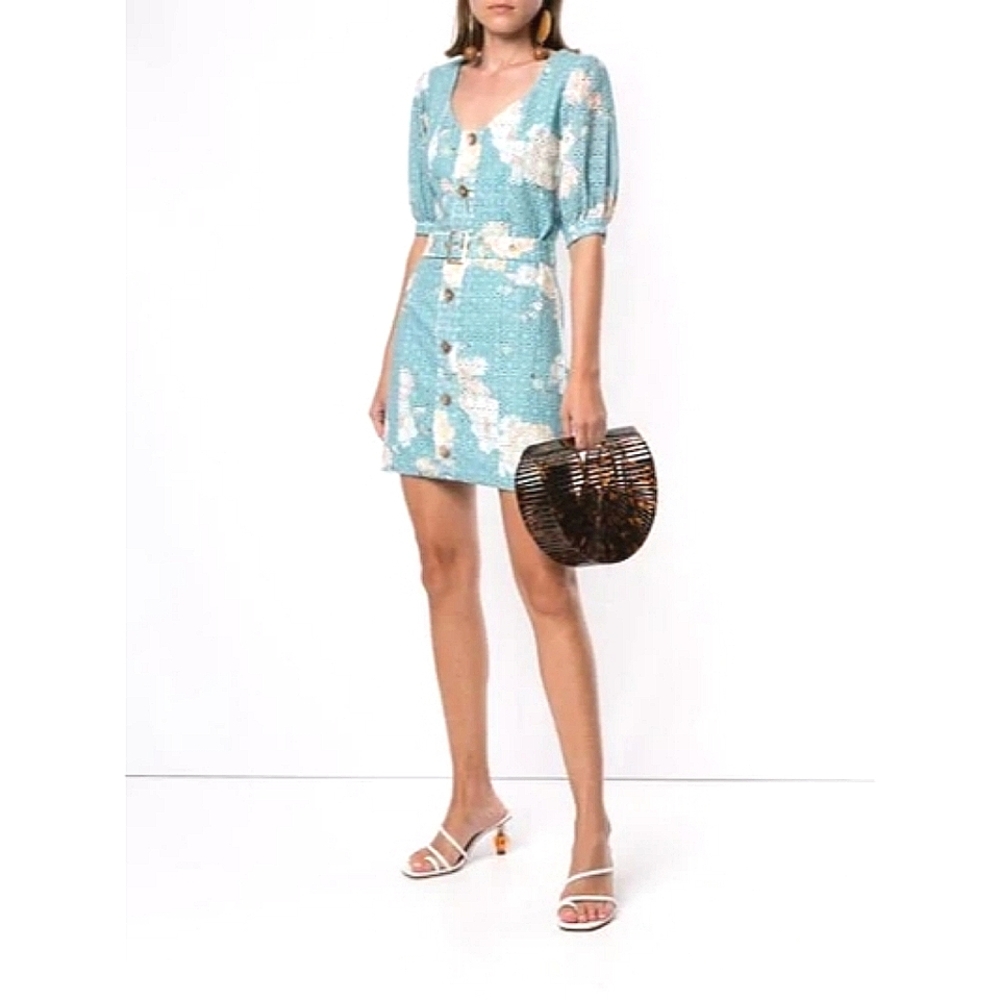 We Are Kindred Lulu Mini Dress Floral Print Sweetheart Neckline Wedding